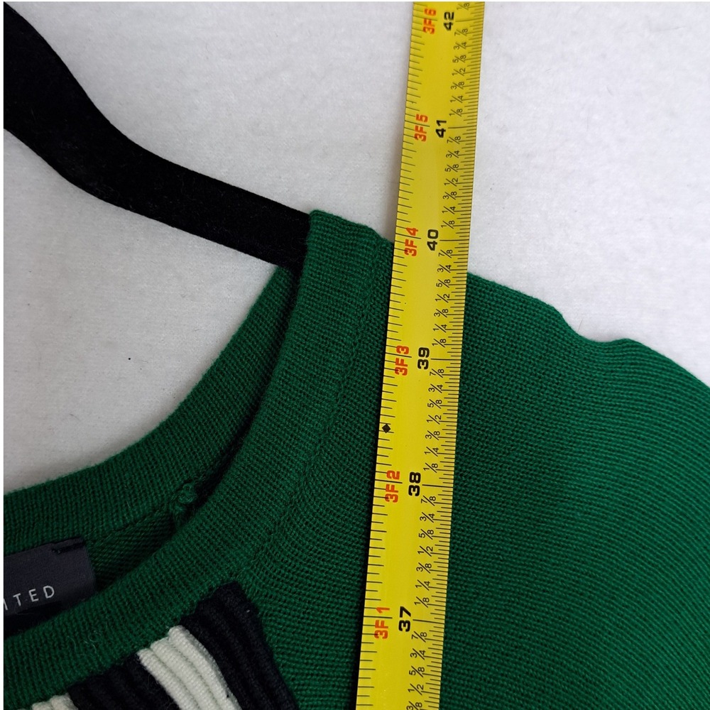 The Limited Sweater Dress Women S Green Striped Knit Bodycon Short Sleeve Casual - Picture 13 of 13